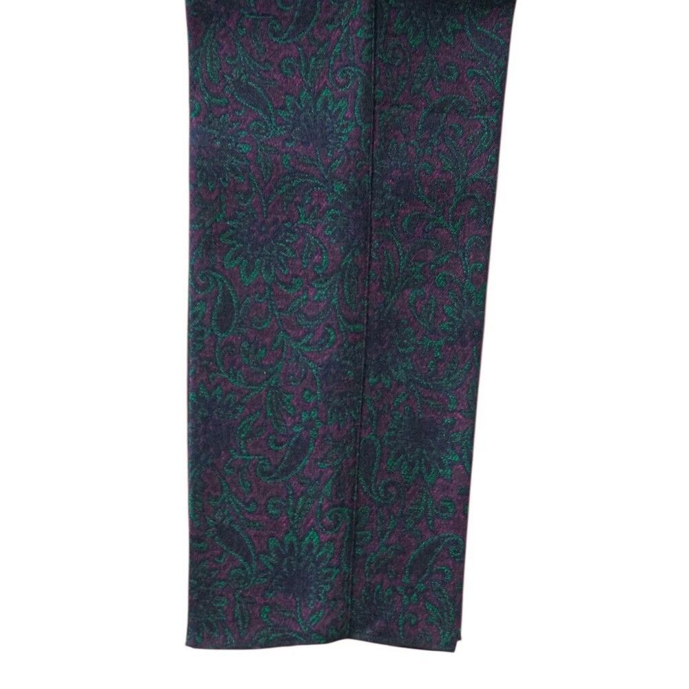 Mens 36 Gurkha Pants Purple Green Paisley 100% Wool Flat Front Straight Trousers - Picture 8 of 8